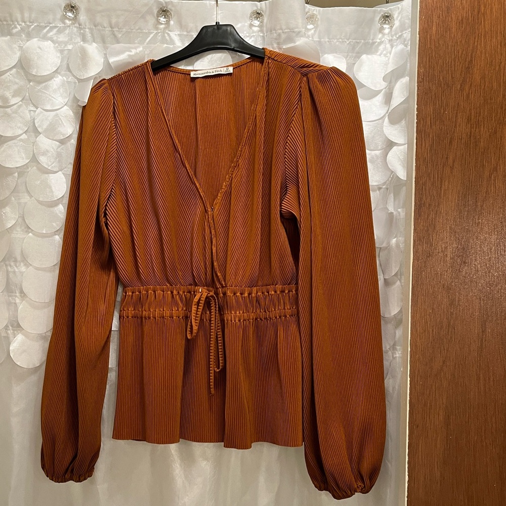 Abercrombie & Fitch Rust Pleated Blouse. Size Medium.